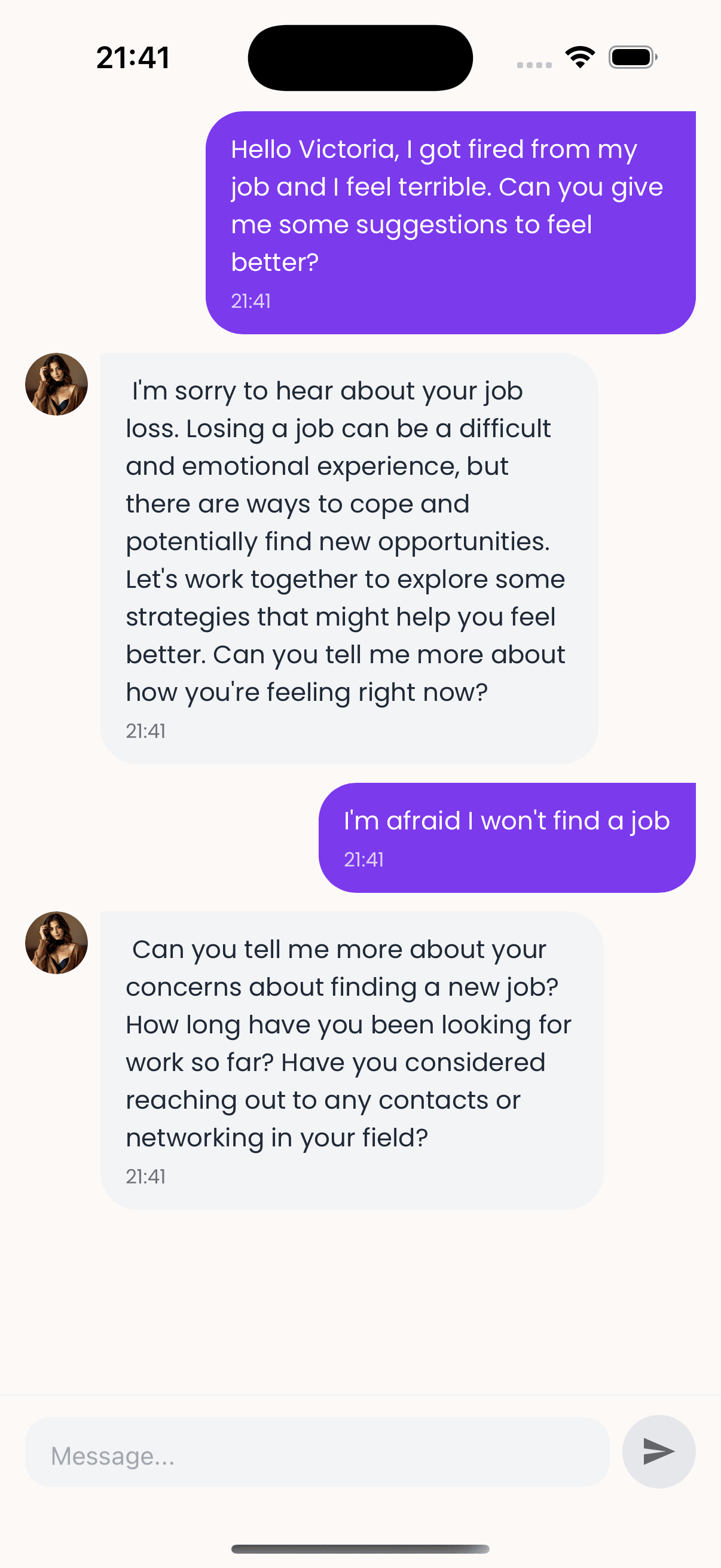 AI Therapist App Interface